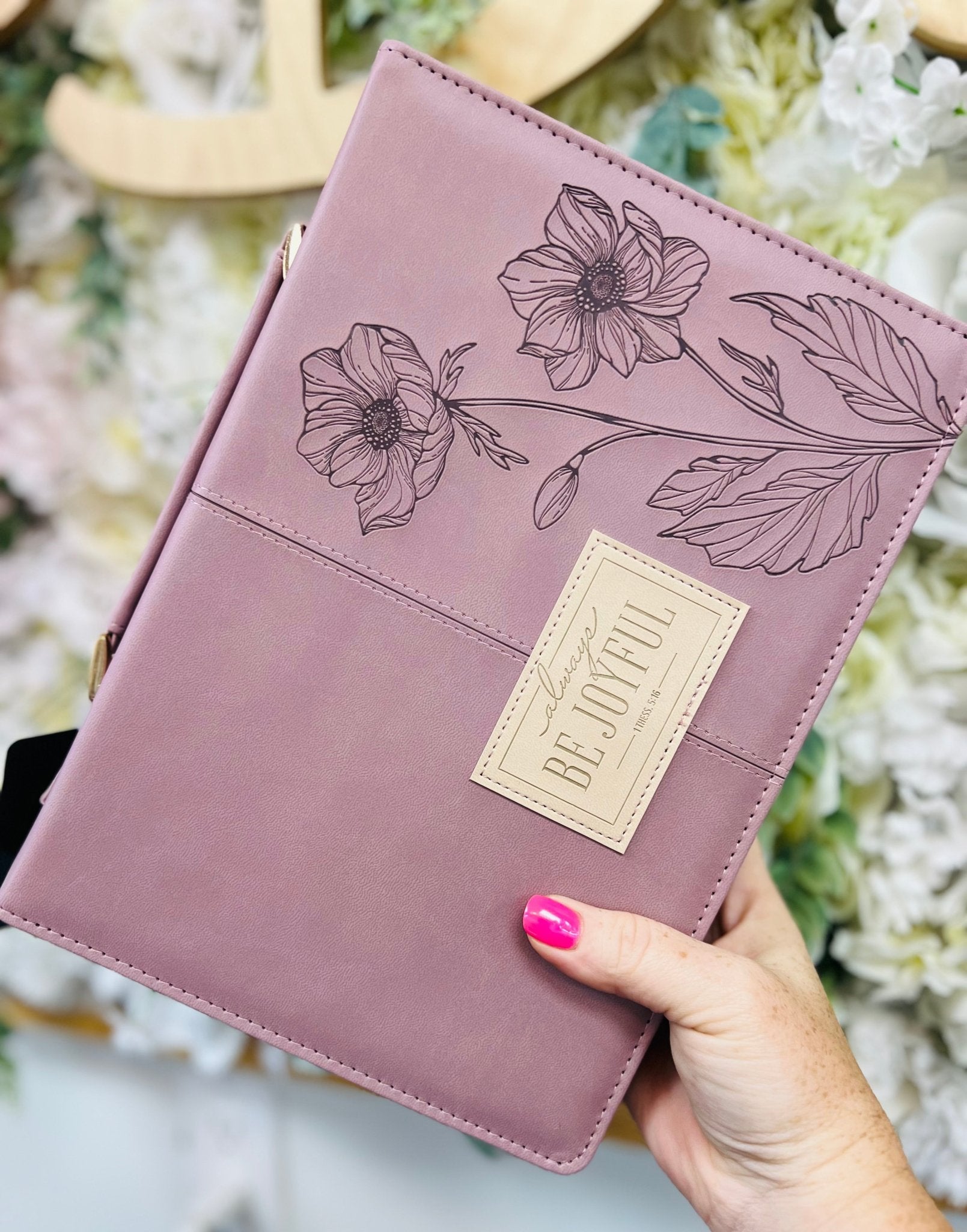Be Joyful 1 Thessalonians 5:16 Dusty Mauve Bible Cover - A'Bekah's Boutique