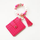Beaded Bracelet Keyring with Woven Vegan Leather Wallet & Tassel - A'Bekah's Boutique