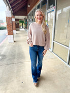 Before You Know It Oatmeal Ribbed Top with Long Drop Shoulder Sleeves - A'Bekah's Boutique