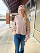 Before You Know It Oatmeal Ribbed Top with Long Drop Shoulder Sleeves - A'Bekah's Boutique