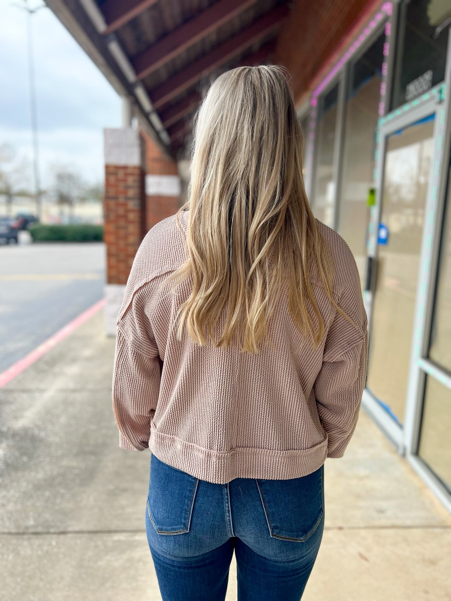 Before You Know It Oatmeal Ribbed Top with Long Drop Shoulder Sleeves - A'Bekah's Boutique