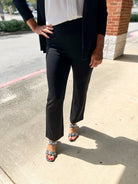 Believe In Us Black High Waisted Slim Straight Magic Pants (C) - A'Bekah's Boutique