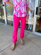 Believe In Us Pink Sapphire High Waisted Slim Straight Magic Pants - A'Bekah's Boutique