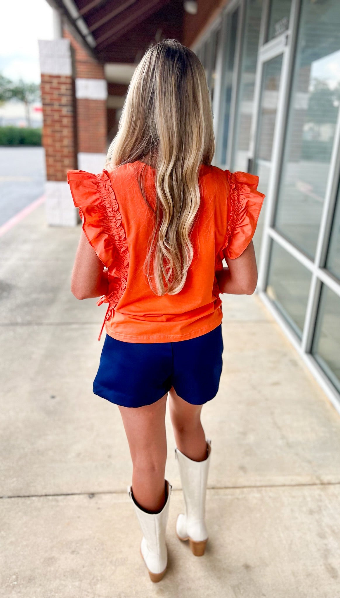 Biggest Fan Orange Top with Shirred Sleeve & Tiger - A'Bekah's Boutique