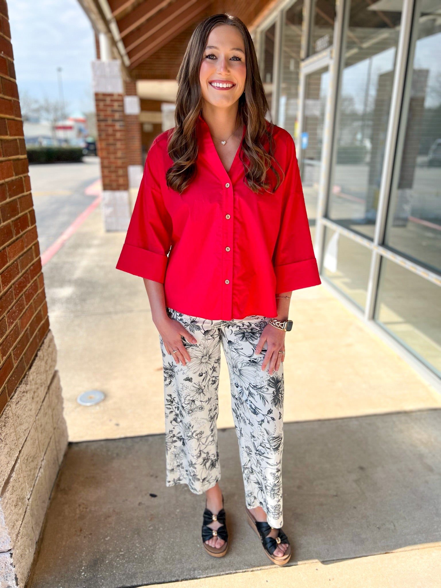 Black Floral Wide Leg Cropped Pants - A'Bekah's Boutique