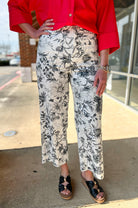 Black Floral Wide Leg Cropped Pants - A'Bekah's Boutique