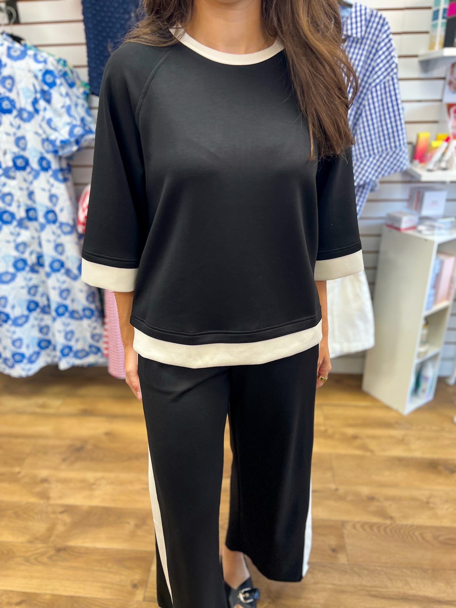 Black Luxeknit Colorblock Wide Leg Pants Set - A'Bekah's Boutique