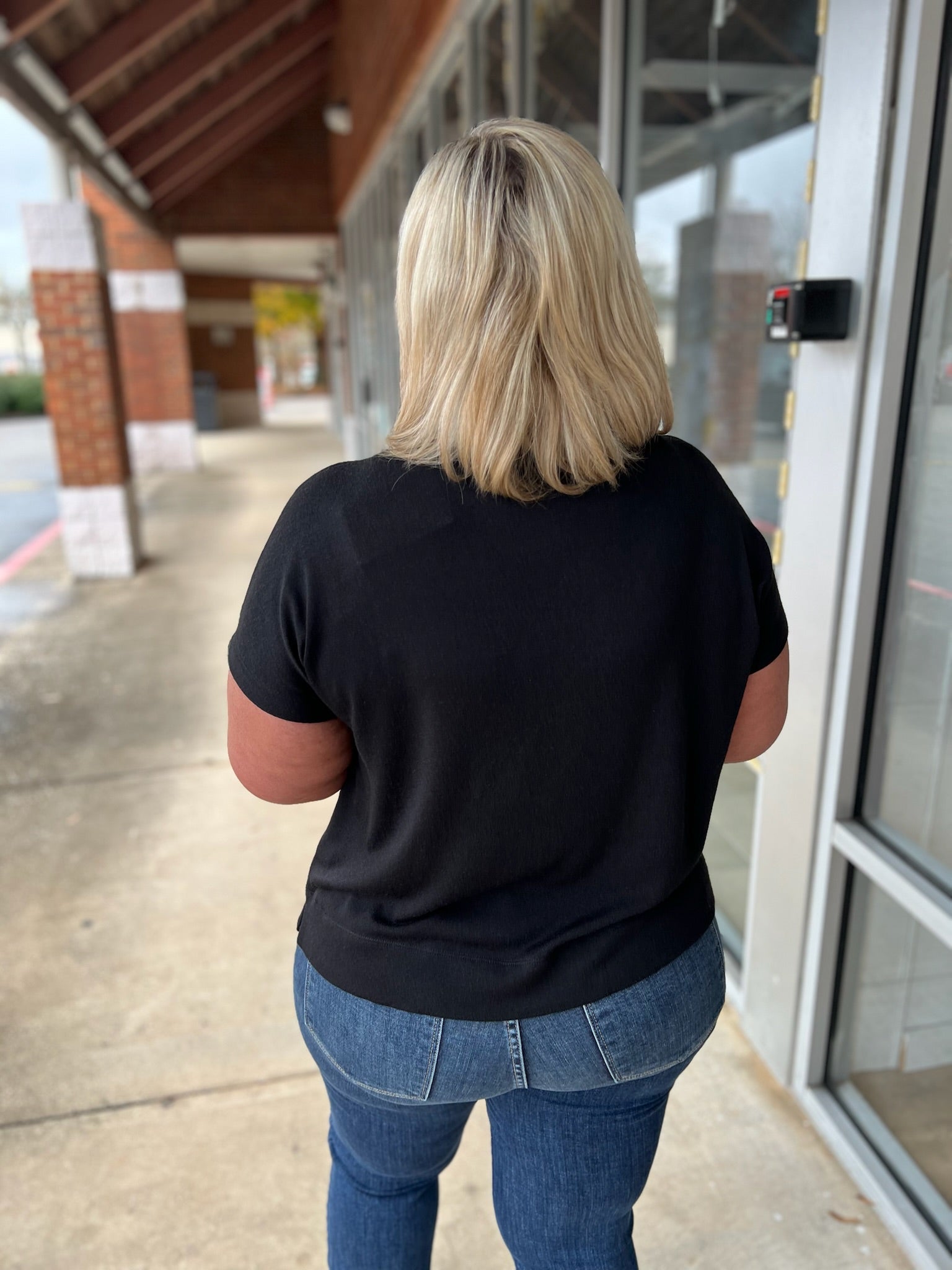 Black Short Sleeve Mock Neck Top (C) - A'Bekah's Boutique