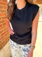 Black Sleeveless Crew Neck Lightweight Sweater - A'Bekah's Boutique