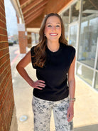 Black Sleeveless Crew Neck Lightweight Sweater - A'Bekah's Boutique