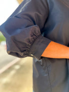 Black V - Neck Top with 3/4 Sleeves with Buttoned Cuffs - A'Bekah's Boutique