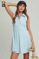 Blue Aura Quarter Zip Athletic Dress with Detached Shorts - A'Bekah's Boutique