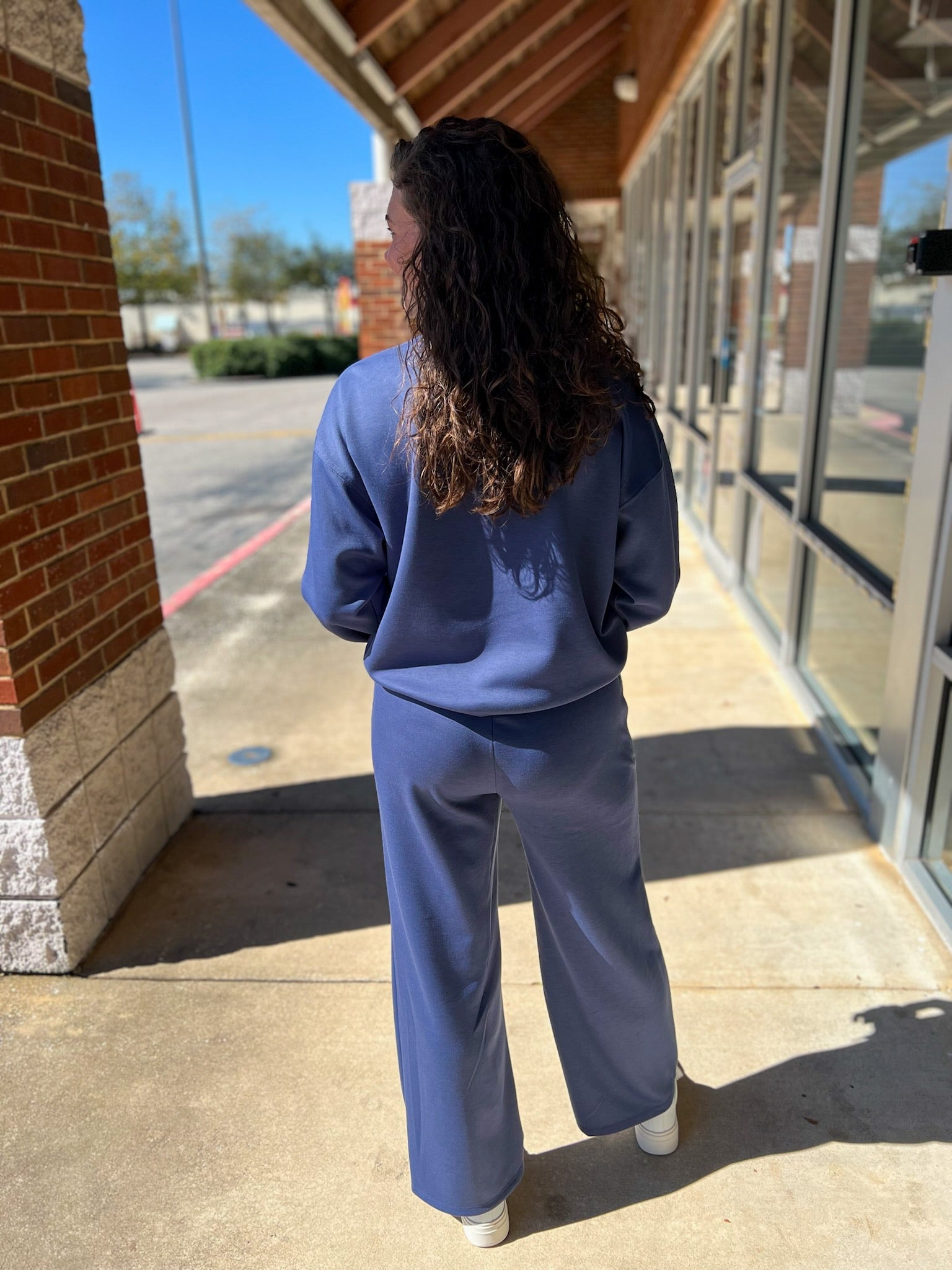 Blue Indigo Scuba Long Sleeve Pullover Long Pant Set - A'Bekah's Boutique