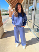 Blue Indigo Scuba Long Sleeve Pullover Long Pant Set - A'Bekah's Boutique