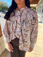 Blush Cocoa Long Sleeve Button Up Top - A'Bekah's Boutique