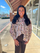 Blush Cocoa Long Sleeve Button Up Top - A'Bekah's Boutique