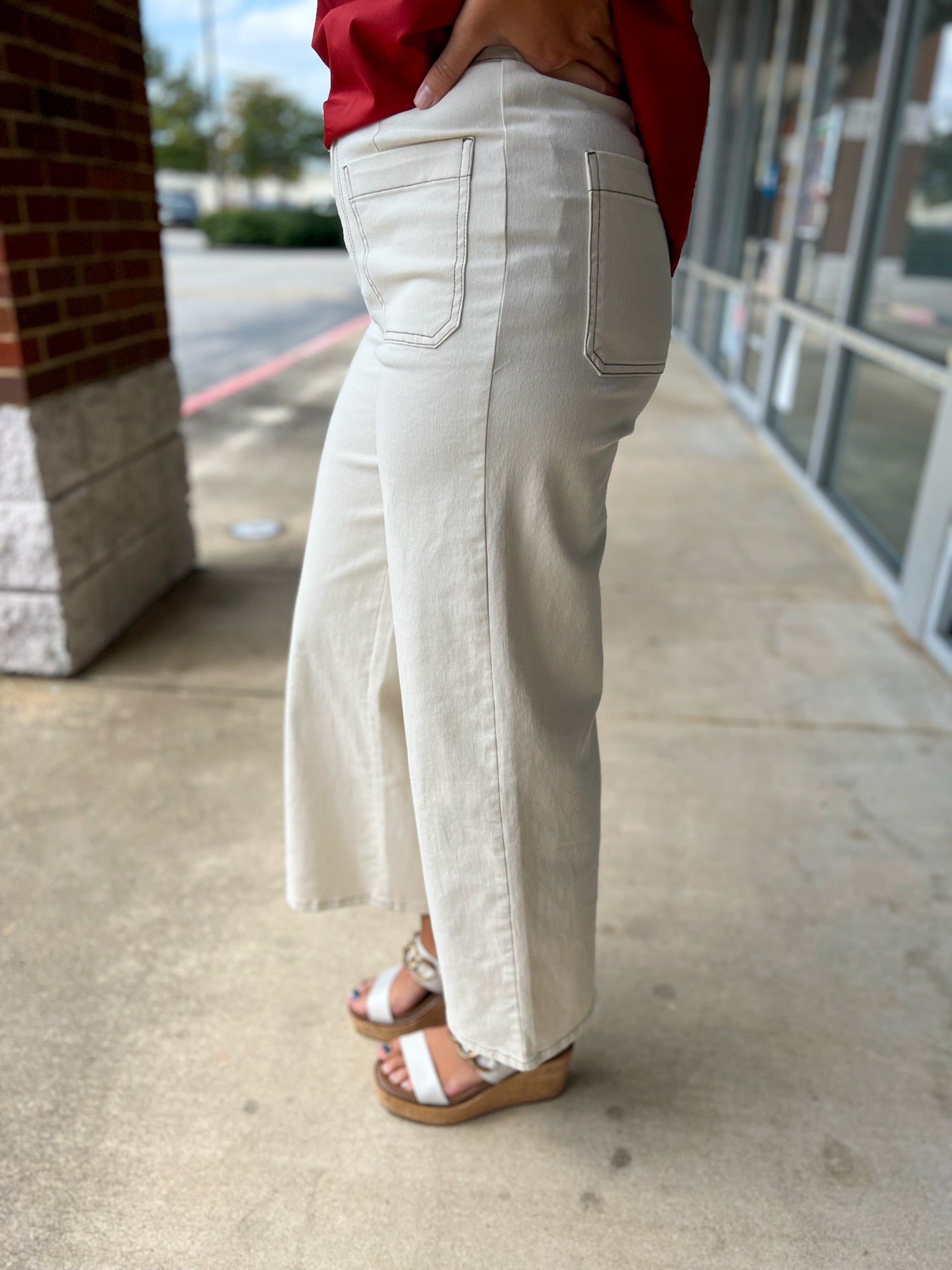 Bottoms Up Ecru High Waisted Wide Leg Pants - A'Bekah's Boutique