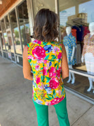 Bright and Sunny Yellow Floral Sleeveless Top - A'Bekah's Boutique