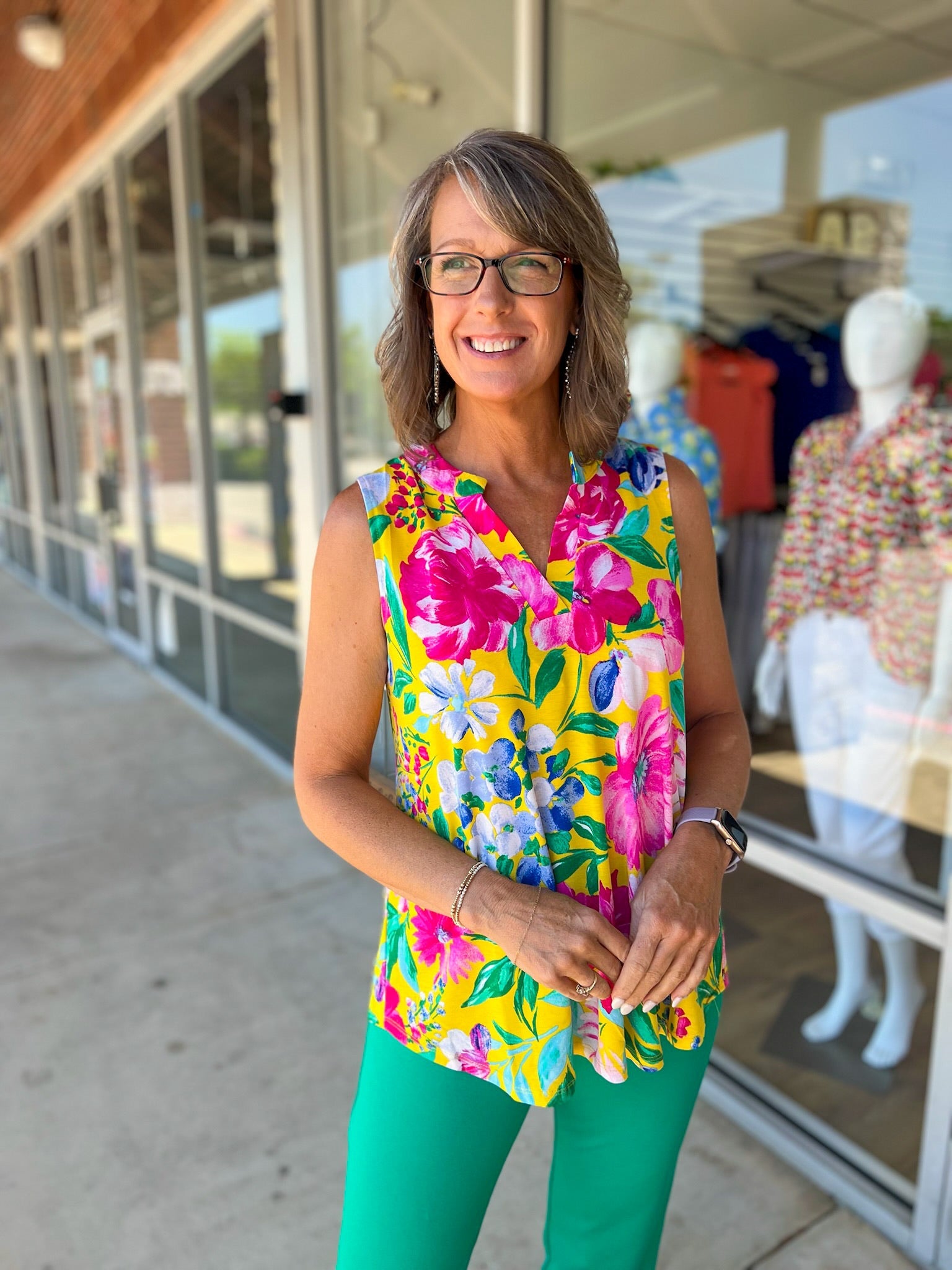 Bright and Sunny Yellow Floral Sleeveless Top - A'Bekah's Boutique