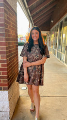 Brown Floral Short Sleeve Dress with Pockets - A'Bekah's Boutique