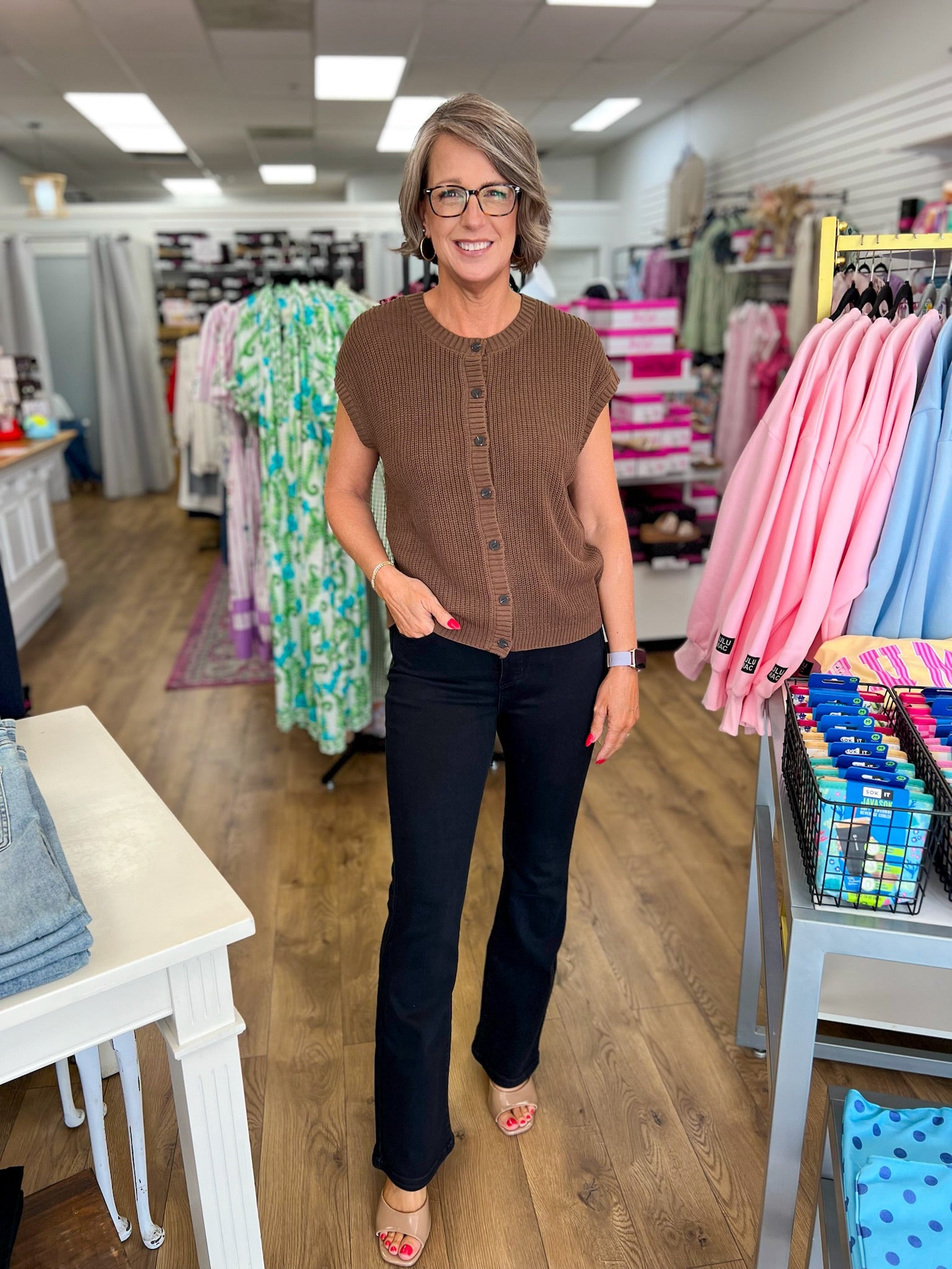 Brown Knit Button Down Cardigan Vest - A'Bekah's Boutique