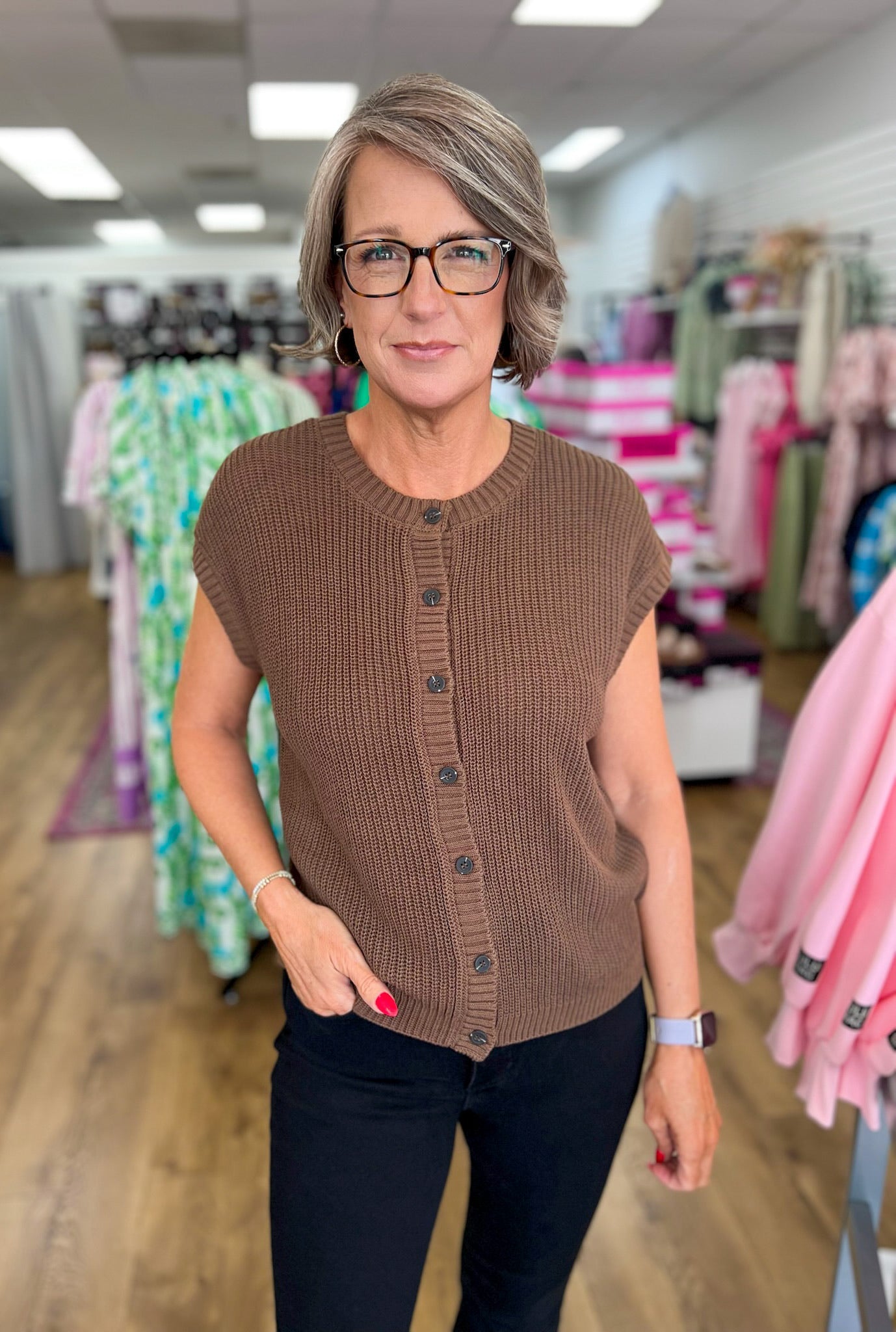 Brown Knit Button Down Cardigan Vest - A'Bekah's Boutique