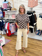 Brown Polka Dot Rib Knit Top - A'Bekah's Boutique
