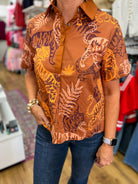 Brown Tiger Print Short Sleeve Top - A'Bekah's Boutique
