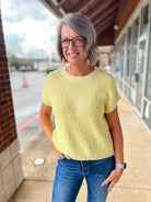 Butter Cream Yellow Lightweight Sweater with Cap Sleeves - A'Bekah's Boutique