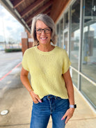 Butter Cream Yellow Lightweight Sweater with Cap Sleeves - A'Bekah's Boutique