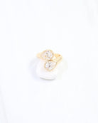 Gold adjustable ring with two bezel-set teardrop clear CZ stones