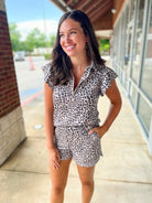 Call On Me Leopard Ruffle Sleeve Short Set - A'Bekah's Boutique