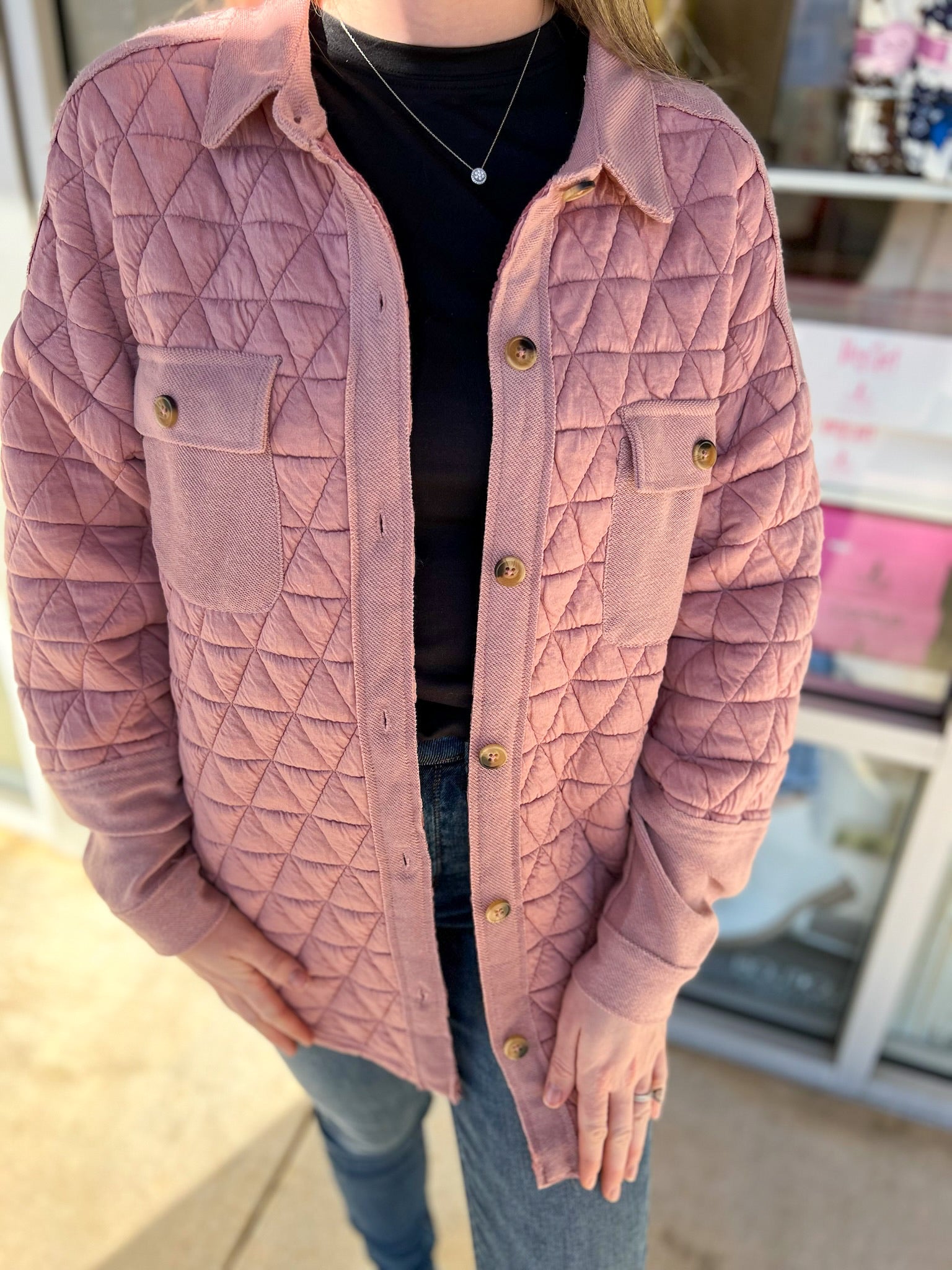 Calling On You Blush Quilted Shacket - A'Bekah's Boutique