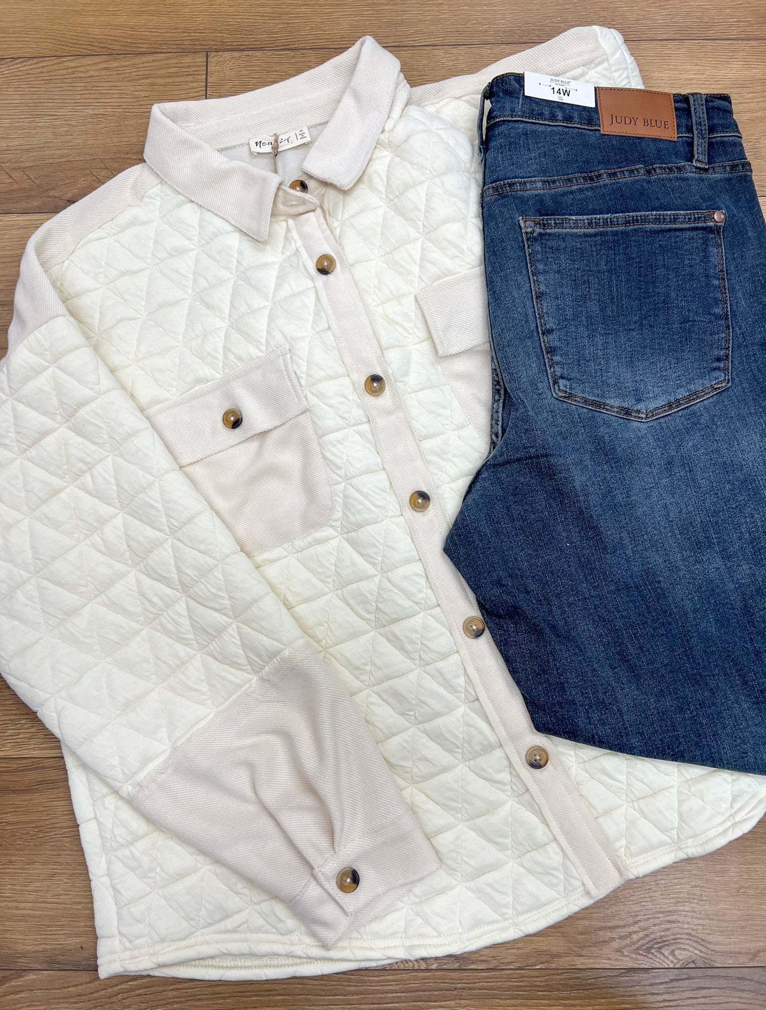 Calling On You Curvy Cream Quilted Shacket - A'Bekah's Boutique