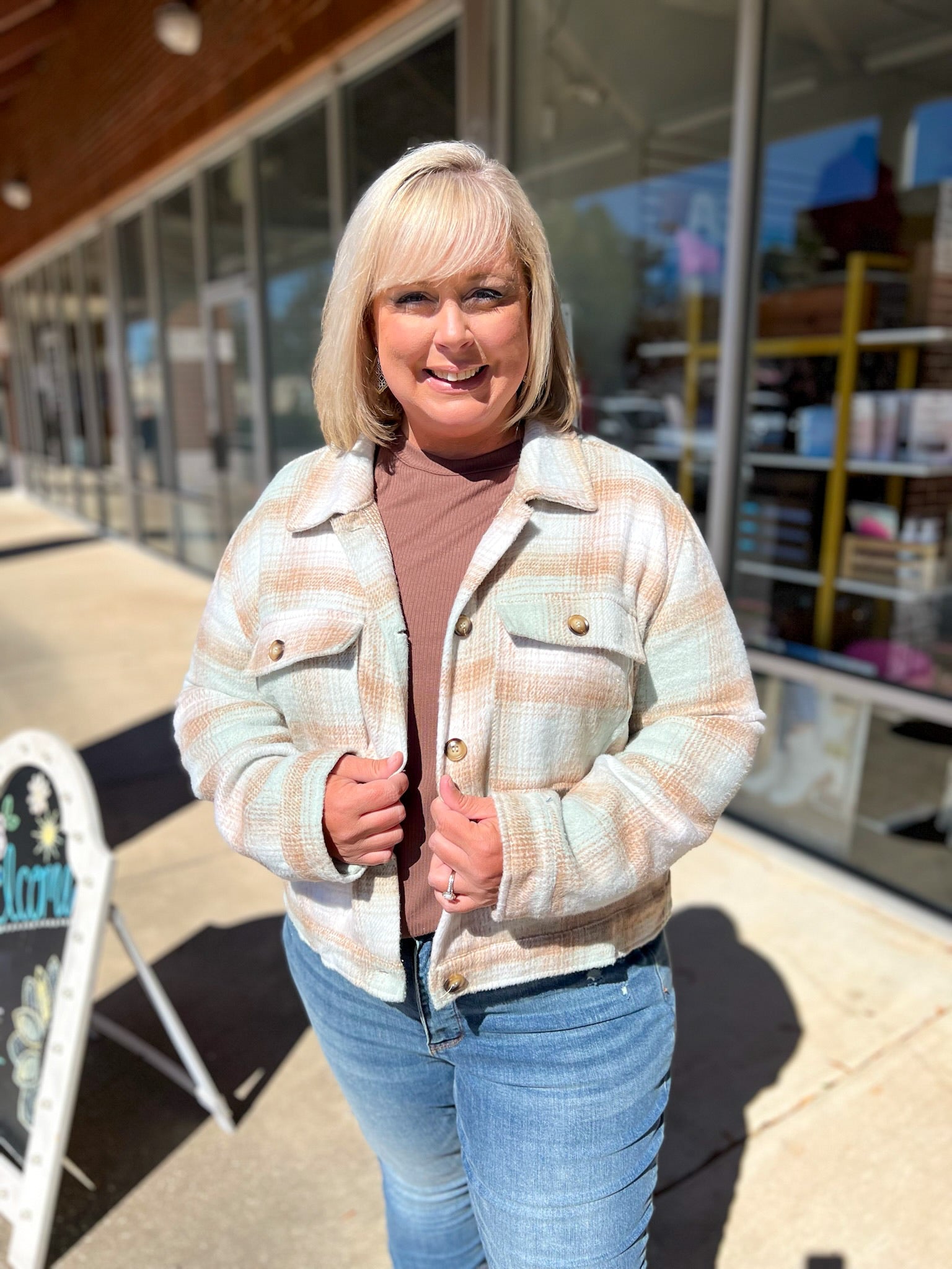 Calling Your Name Plus Size Pistachio Mix Plaid Shacket - A'Bekah's Boutique