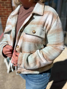 Calling Your Name Plus Size Pistachio Mix Plaid Shacket - A'Bekah's Boutique
