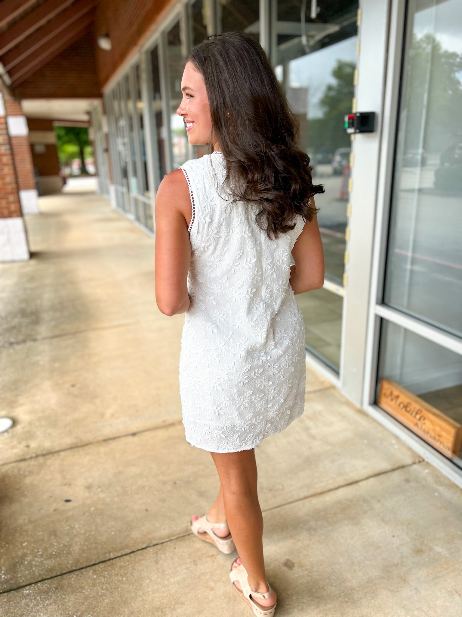 Calm and Composed White Embroidered Sleeveless Dress - A'Bekah's Boutique