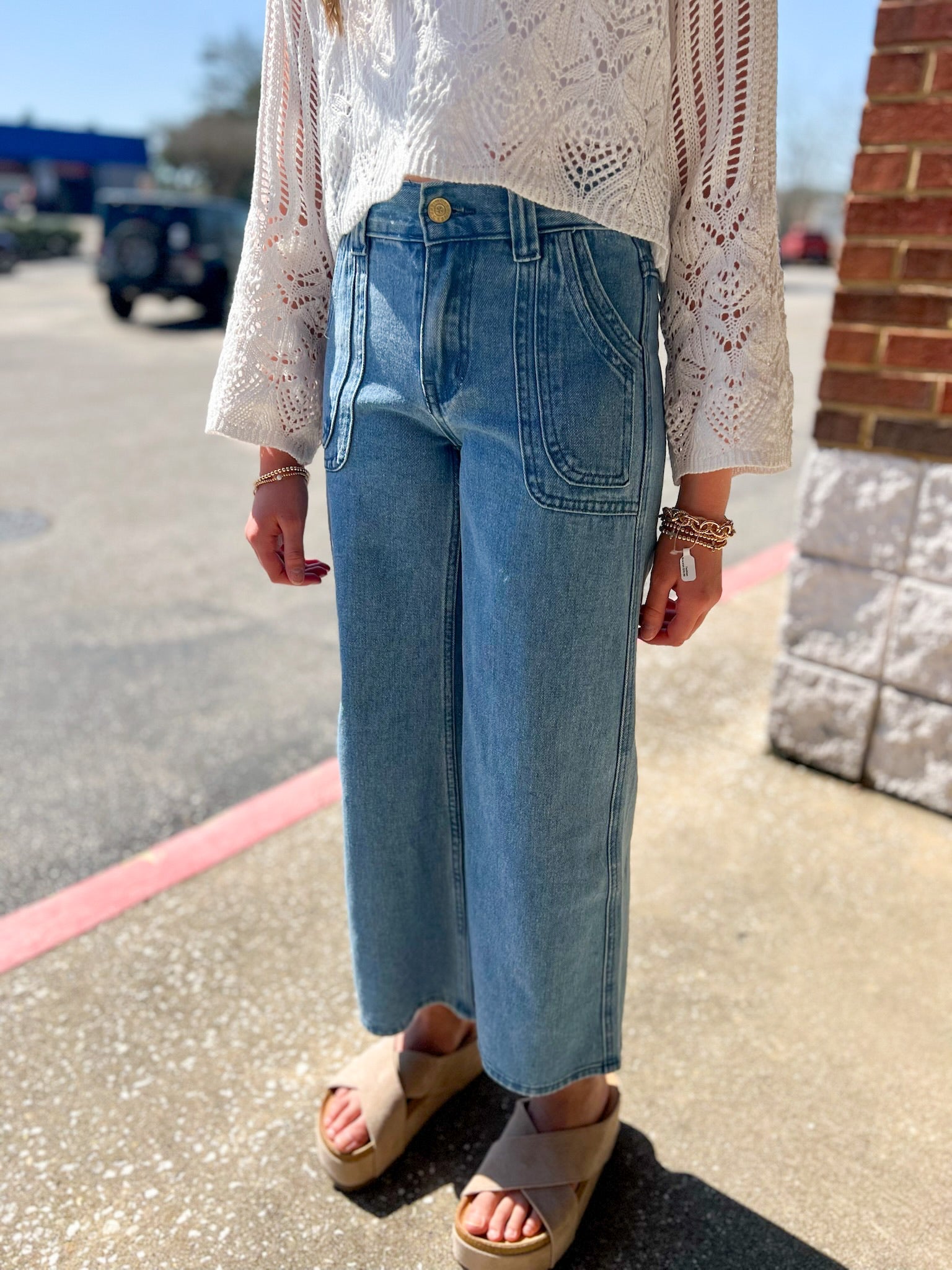 Came To Play Girls Light Wash Wide Leg Jeans - A'Bekah's Boutique