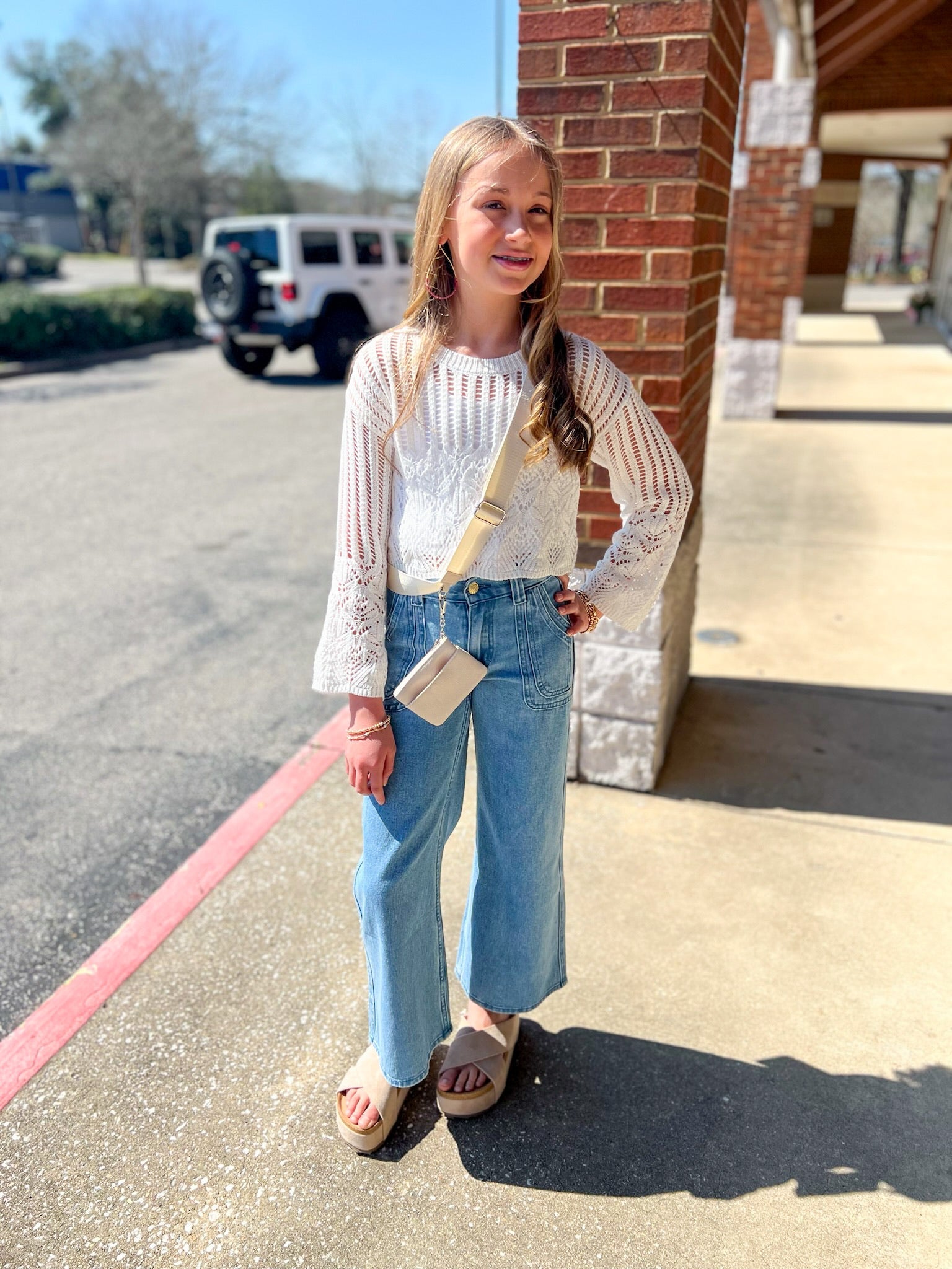 Came To Play Girls Light Wash Wide Leg Jeans - A'Bekah's Boutique