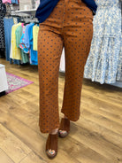 Camel Polka Dot Wide Leg Pants - A'Bekah's Boutique