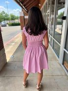 Can't Stop Now Pink V - Neck Dress with Smocked Waist - A'Bekah's Boutique