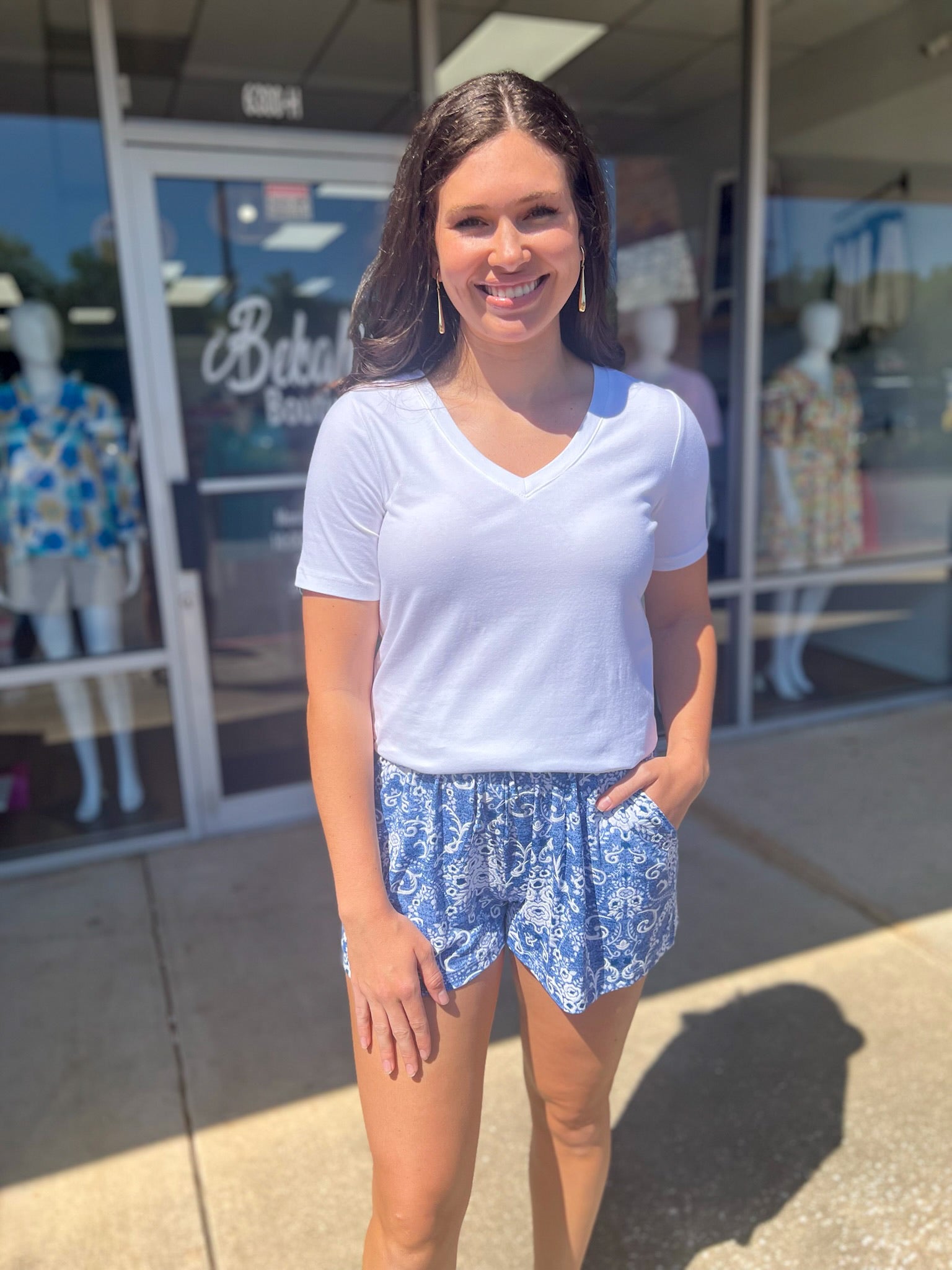 Can't Tell You White V - Neck Short Sleeve Top - A'Bekah's Boutique