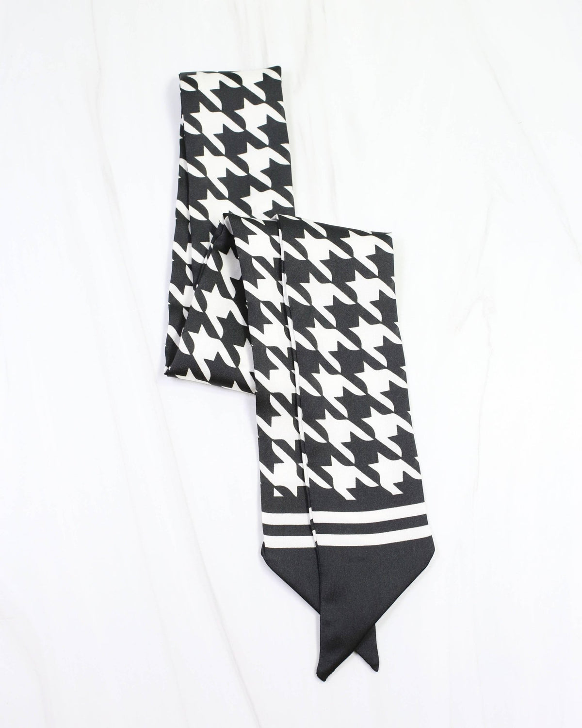 Carlton Houndstooth Skinny Scarf Black White - A'Bekah's Boutique