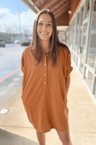 Clay Mineral Washed Shirt Dress with Pockets - A'Bekah's Boutique