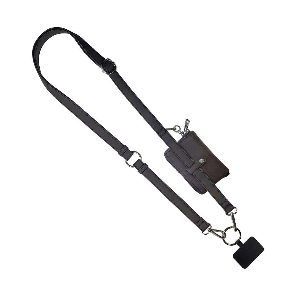 Clip & Go Brushed Vegan Leather Phone Lanyard - Rfid Pouch - A'Bekah's Boutique