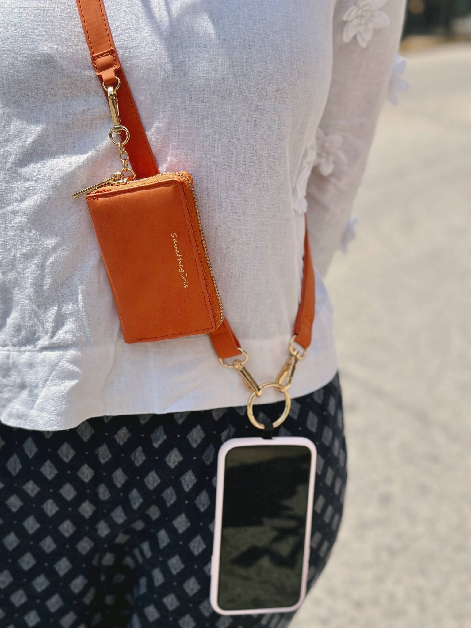 Clip & Go Brushed Vegan Leather Phone Lanyard - Rfid Pouch - A'Bekah's Boutique