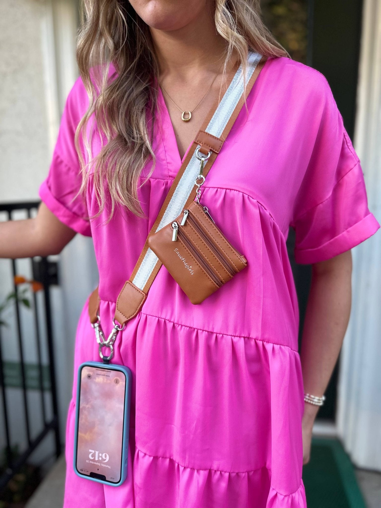 Clip & Go Crossbody Strap with Pouch - Stripe Collection - A'Bekah's Boutique