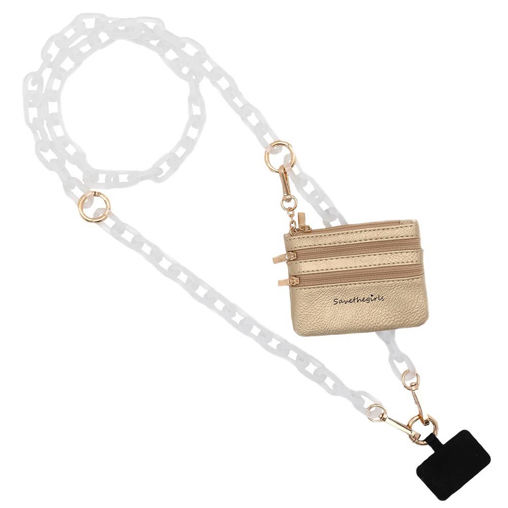 Clip & Go Ice Chain Phone Lanyard w/Zippered Pouch - A'Bekah's Boutique