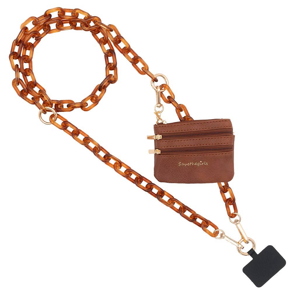Clip & Go Ice Chain Phone Lanyard w/Zippered Pouch - A'Bekah's Boutique