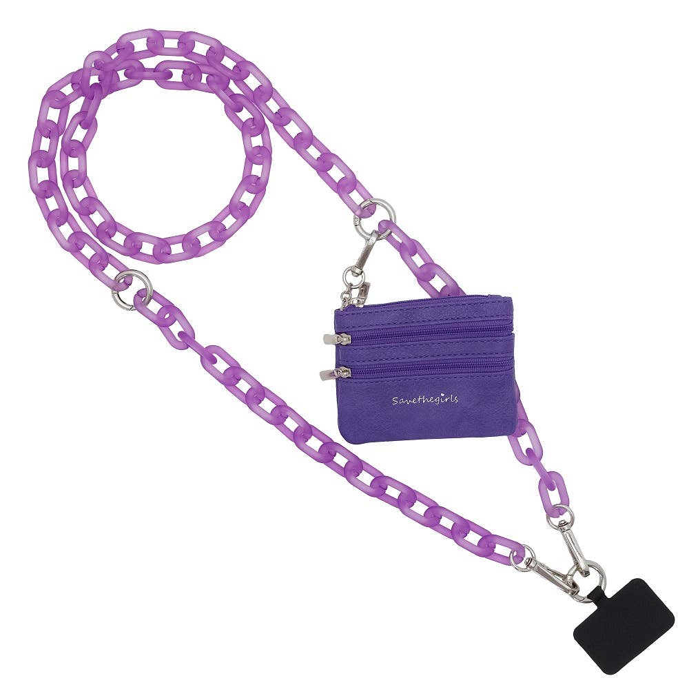 Clip & Go Ice Chain Phone Lanyard w/Zippered Pouch - A'Bekah's Boutique